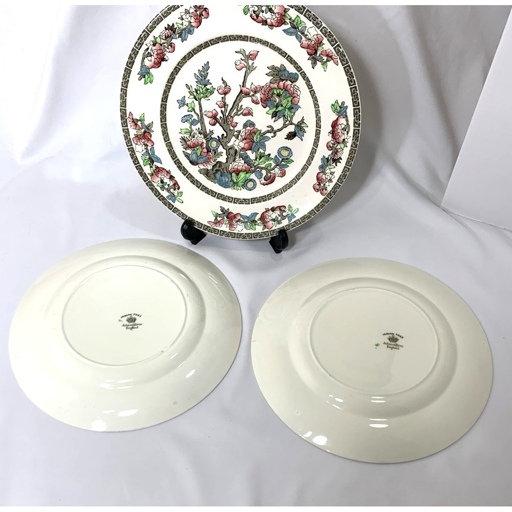 Johnson Brothers Indian Tree Dinner Plates x4 England Ironstone VERY GOOD - Picture 8 of 13